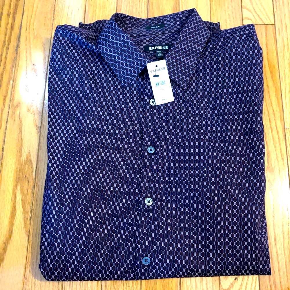 Purple Express button up collared slim fit shirt
